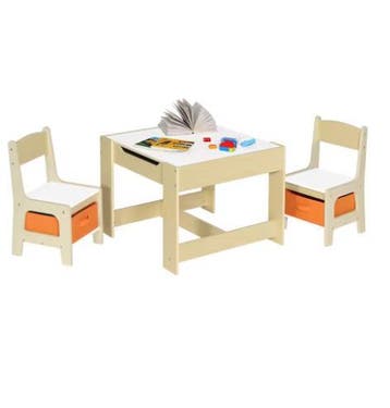 Houten Kindertafel met 2 Stoelen en Opbergdozen, Verzenden, Nieuw