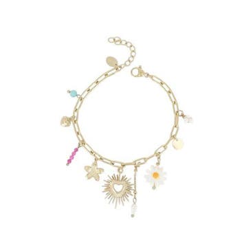 Armband Lente Goudkleurig Stainless Steel - Verkleurt niet, Nieuw, Goud, Staal, Met bedels of kralen