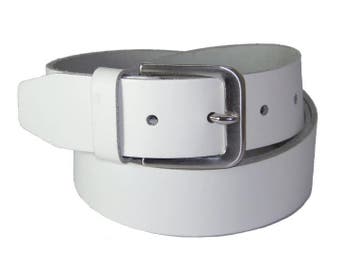 100% Leren kwaliteits riem extra lang Wit 4 cm breed, Verzenden, Nieuw