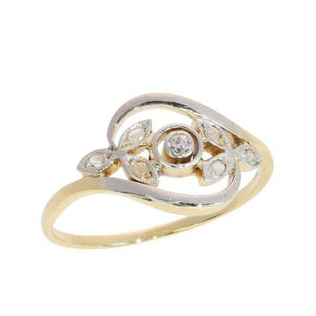 Ring - 18 karaat Geel goud, Witgoud - Diamant - Vintage uit, Nieuw