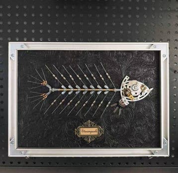 Decoratief ornament - Mechanische vis wandkunst