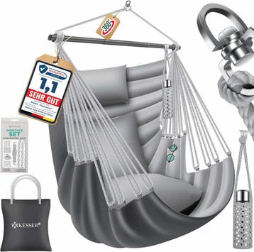 Hangstoel - Binnen & Buiten - Hangschommel - Tot 150kg - Gri, Verzenden, Zo goed als nieuw