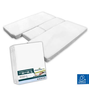 Waterdichte molton hoeslakenset - 3 delig met midden matras, Verzenden, Nieuw, Eenpersoons, Wit