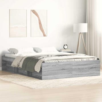 vidaXL Bedframe grijs sonoma eikenkleurig 150x200 cm King, Verzenden, Overige maten, 200 cm, Grijs