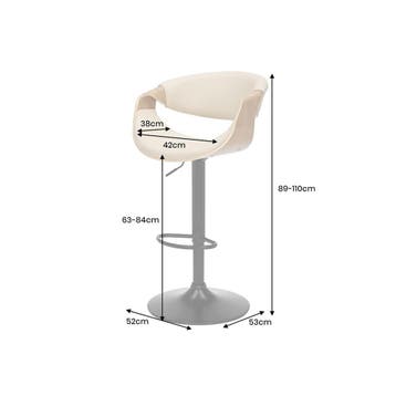 Barkruk ORGANIC 89-100 cm, draaibaar, met armleuningen,, Ophalen of Verzenden, Nieuw