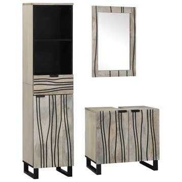 vidaXL Badkamermeubelset 3 st Wit 38 x 33 x 160 cm Bewerkt, Verzenden, Nieuw, Overige typen