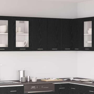 vidaXL Hangkast Lyon Zwart Eiken 60 x 31 x 60 cm Bewerkt, Huis en Inrichting, Keuken | Keukenelementen, Verzenden, Nieuw, Zwart