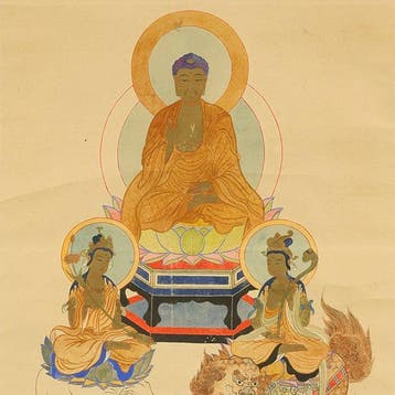 Shakasanzon  (Shakyamuni Triad) with Box - with seal