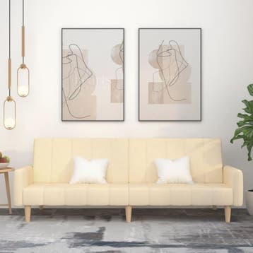 vidaXL Slaapbank 2-zits stof crèmekleurig, Verzenden, Minder dan 150 cm, Stof, Nieuw