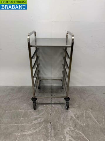 HCB RVS Regaalwagen voor 5 waskratten waskorven 50 x 50 cm, Ophalen of Verzenden, Gebruikt