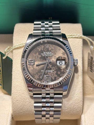 Rolex - Datejust Bronze Floral Dial 18k White Gold Fluted, Nieuw