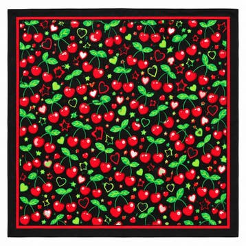 Bandana Zakdoek 55x55cm – Kersenprint – Zwart Rood, Sieraden, Tassen en Uiterlijk, Nieuw