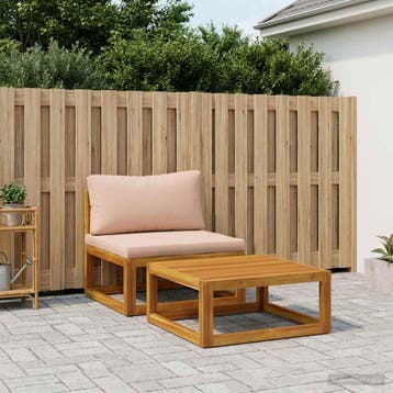vidaXL Hoekbank met kussens 100 % polyester Massief Acacia, Verzenden, Nieuw, 2 zitplaatsen