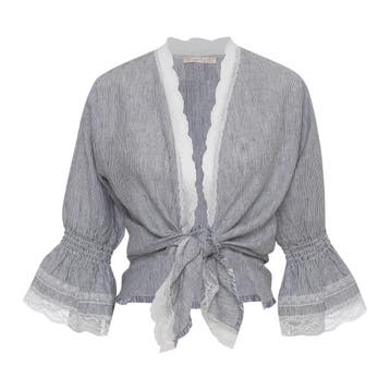 Gold Hawk • gestreepte linnen top • XS, Kleding | Dames, Tops, Verzenden, Wit, Nieuw, Maat 34 (XS) of kleiner