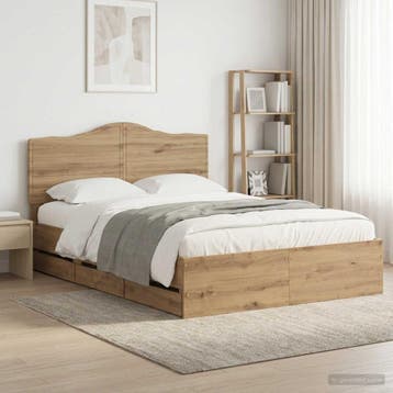 vidaXL Bed Frame with Storage and Headboard Artisan Oak 160, Bruin, Verzenden, Hout, Nieuw
