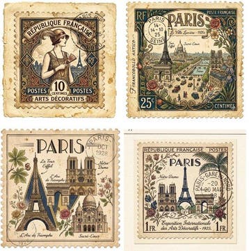 I_KONIQ - Lot of 4 canvas 50 x 50 each - Paris postcards