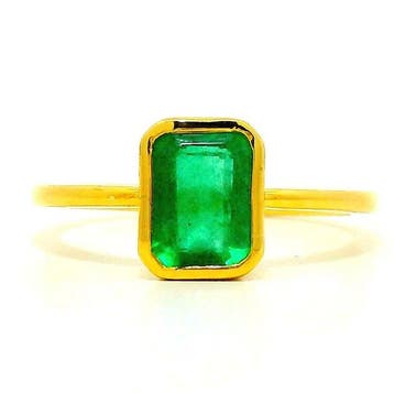Teenring - 18 karaat Geel goud - 1.45ct. tw. Smaragd -