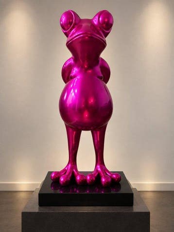 sculptuur, XL Design Sculpture “Frog” – Hand-Coloured Shiny