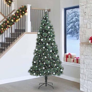 vidaXL Kunstkerstboom met voorverlichting en ballenset Groen, Verzenden, Nieuw