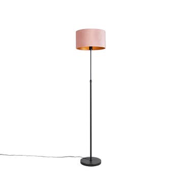 Vloerlamp zwart met velours kap roze met goud 35 cm - Parte, Verzenden, Nieuw, Modern