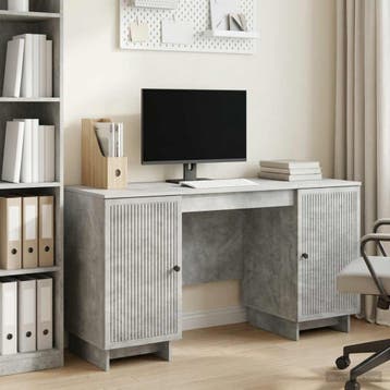 vidaXL Bureau Betongrijs Bewerkt hout 142,5 x 50 x 75 cm, Huis en Inrichting, Verzenden, Nieuw
