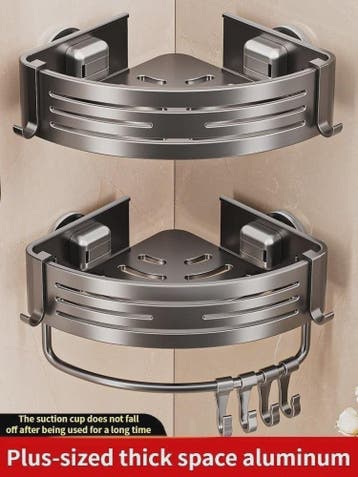 Aluminium Hoekplank Badkamer met Sterke Zuignap - Perforatie, Huis en Inrichting, Badkamer | Badkamermeubels, Verzenden, Nieuw