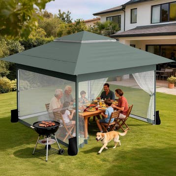 Partytent - Paviljoen - 3,6x3,6 m - Easy Up - Grijs - Huraca, Verzenden, Zo goed als nieuw