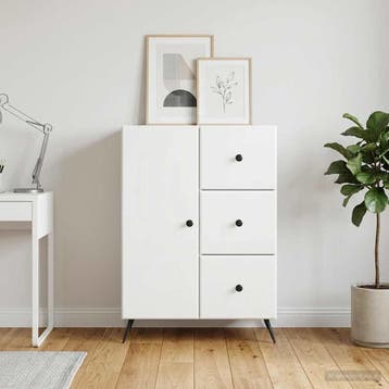 vidaXL Dressoir Hoogglans Wit 66 x 34,5 x 90 cm Bewerkt hout, Verzenden, Nieuw, Overige houtsoorten, Minder dan 50 cm
