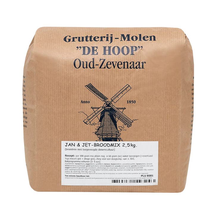 Molen de Hoop Jan & Jet Broodmix 2,5kg (geen gist nodig), Hobby en Vrije tijd, Taarten en Cupcakes maken, Nieuw, Verzenden