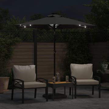 vidaXL Parasol met LEDs en stalen paal 225x225x212cm, Verzenden, Nieuw, 2 tot 3 meter