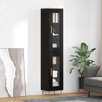 vidaXL buffetkast 2 st Zwart Eiken 34,5 x 34 x 180 cm, Minder dan 50 cm, Verzenden, Nieuw, Minder dan 100 cm