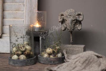 Pot/windlicht bubbels met houten deksel - maat S, Ophalen of Verzenden, Nieuw
