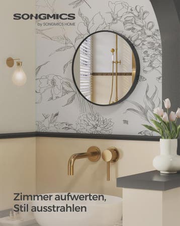 Ronde Wandspiegel Zwart Metaal Ø 40.7 cm - Stijlvol voor Bad, Huis en Inrichting, Verzenden, Nieuw