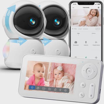 WiFi Babyfoon met Twee Camera's, Split-Screen, App Controle, Kinderen en Baby's, Babyfoons, Verzenden, Nieuw