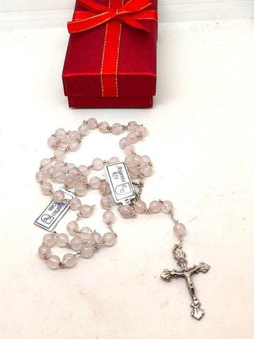 Rozenkrans - Zeldzame rozenkrans van 925 zilver en roze