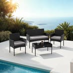 Wicker tuinset Palese voor 4 personen - zwart, Verzenden, Nieuw