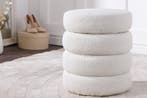 Ronde kruk VOGUE 50cm crèmewit bouclé poef met opbergruimte, Huis en Inrichting, Stoelen, Ophalen of Verzenden, Nieuw