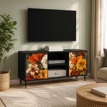 vidaXL Tv-meubel GENNEP 102 x 33 x 51 cm Zwart eiken Bewerkt, Minder dan 50 cm, Verzenden, Nieuw, Minder dan 100 cm