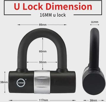 Heavy Duty U-Lock 16mm Fiets & Motor - Anti-diefstal Sluitin, Verzenden, Nieuw