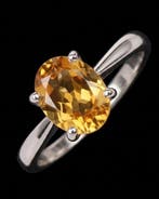 Citrien - Zilver, Het Zonlicht - Gouden Citrienring -