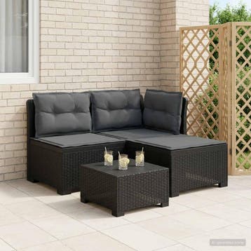 vidaXL 3-zits tuinbank met kussens in rattanlook PP, Verzenden, Nieuw