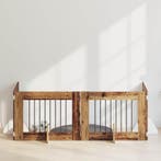 vidaXL Hondenhekje met standaards 4 pcs Oud hout 80 x 60 cm, Verzenden, Nieuw