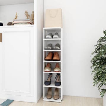 vidaXL Schoenenkast 27,5x27x102 cm bewerkt hout wit, Huis en Inrichting, Verzenden, Nieuw