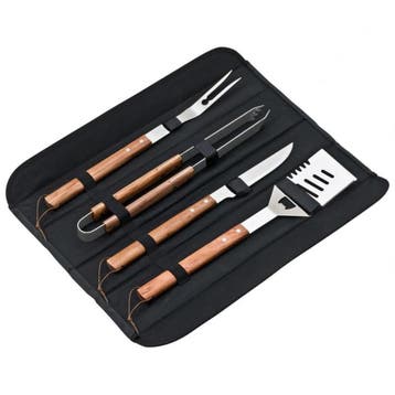 Déglon 4-delige barbecue set – luxe bubinga hout – met, Ophalen of Verzenden, Nieuw