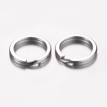 2 x RVS 304 sleutelhanger ring  Ø 15 x 2mm, Ophalen of Verzenden, Nieuw, Bedel