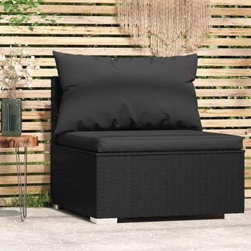 Loungeset Middenmodule - Zwart Rattan | Laatste Stuk!, Tuin en Terras, Tuinbanken, Ophalen of Verzenden, Zo goed als nieuw, Wicker