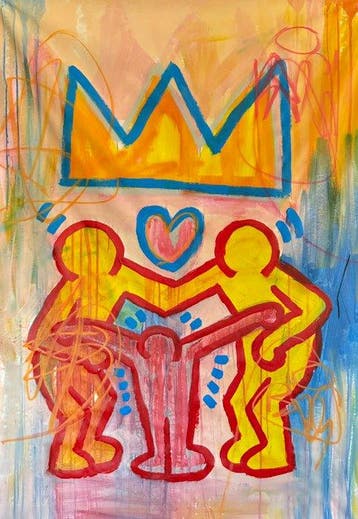 Freda People - Basquiat X Haring XXL, Antiek en Kunst, Kunst | Schilderijen | Modern