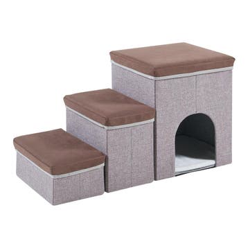 Hondentrap Vojens loopplank 76x33x43 cm donkerbruin en grijs, Verzenden, Nieuw