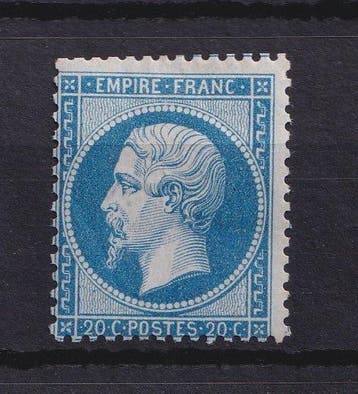 Frankrijk 1862 - ongebruikt, Napoléon 20c blauw - Yvert n°22, Gestempeld