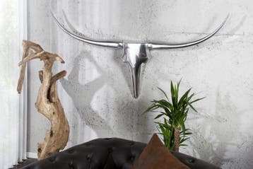 Modern design wanddecoratie BULL XL 120cm zilver aluminium, Ophalen of Verzenden, Nieuw